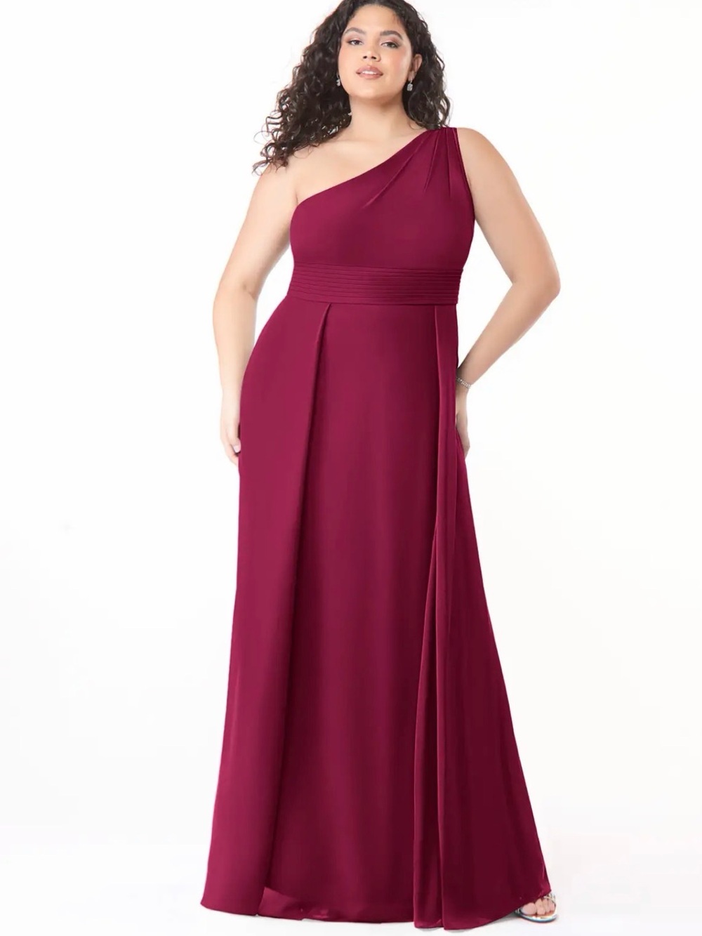 Azazie One-Shoulder Burgundy Bridesmaid Gown